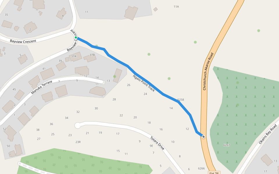 Ngaio Point Track walking route map in Duvauchelle
