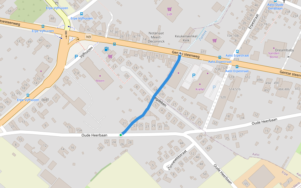 Lange Zijpweg walking route map in Erpe-Mere