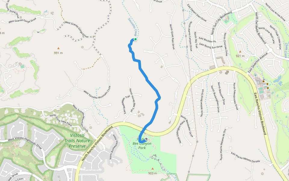 Petroglyphs Trail walking route map in Oro Valley