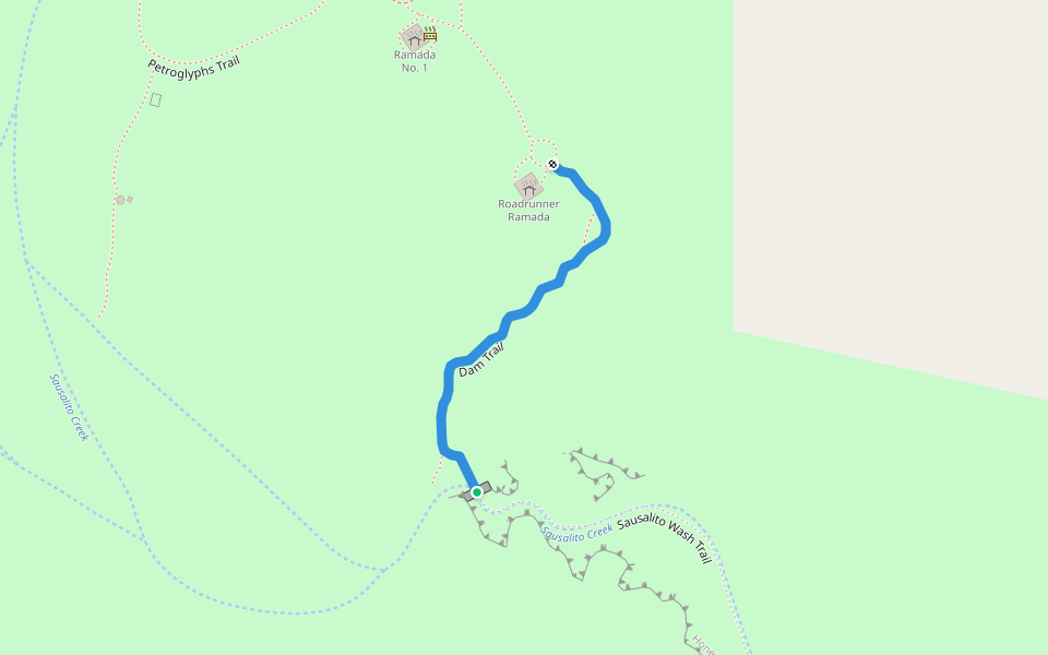 Dam Trail walking route map in Oro Valley