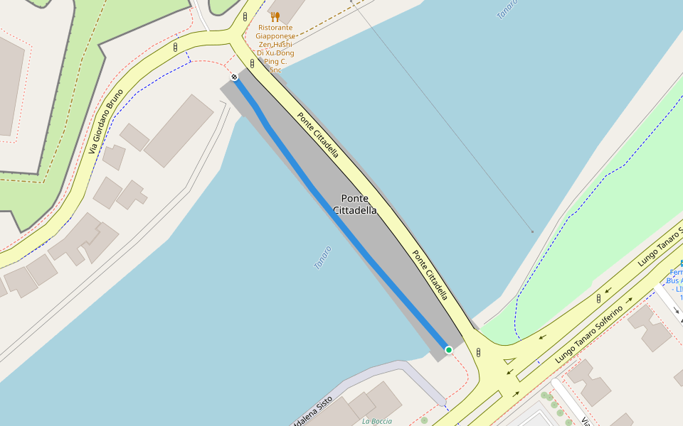 Ponte Cittadella walking route map in Alessandria