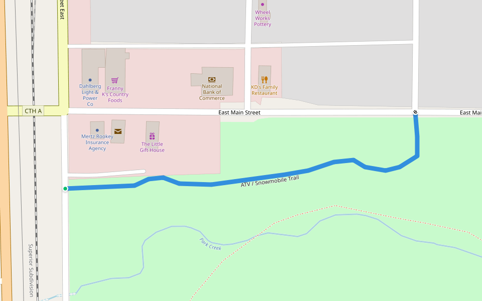 ATV / Snowmobile Trail walking route map in Solon Springs