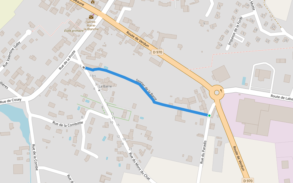 Sentier de la Barre walking route map in Sainte-Marie-la-Blanche