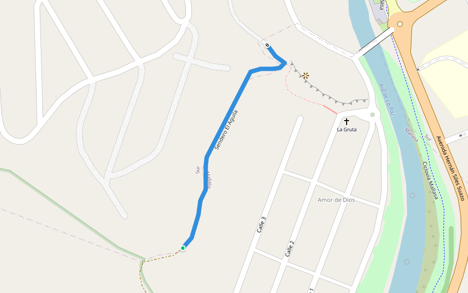 Sendero El Aguila walking route map in La Paz