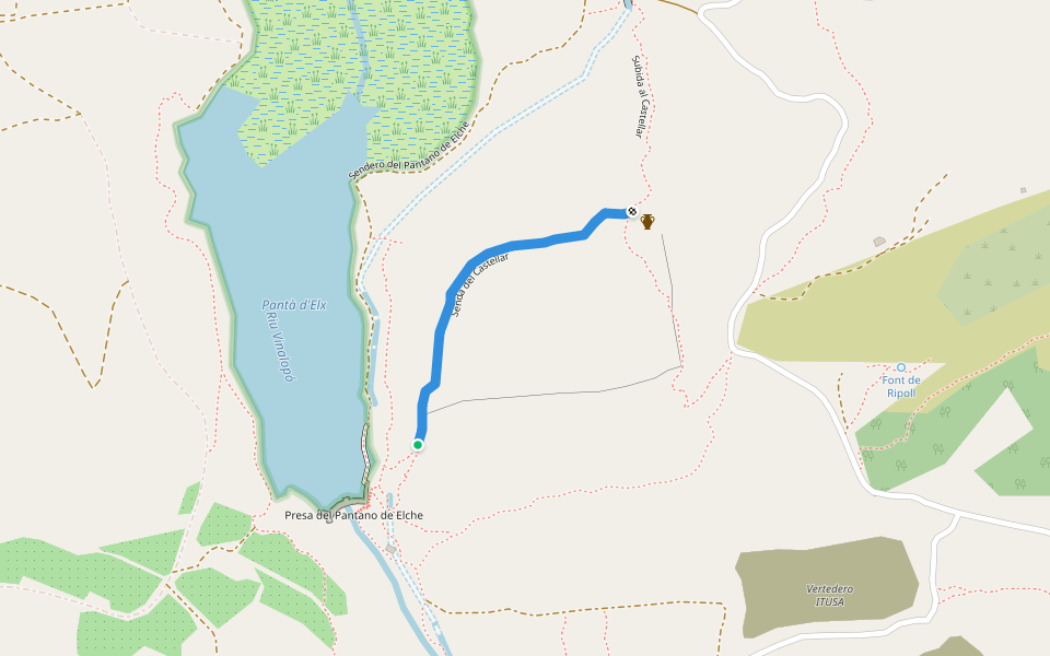 Senda del Castellar walking route map in Montesol