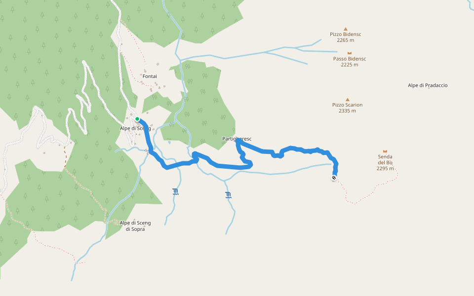 Alpe di Sceng - Buion walking route map in Biasca