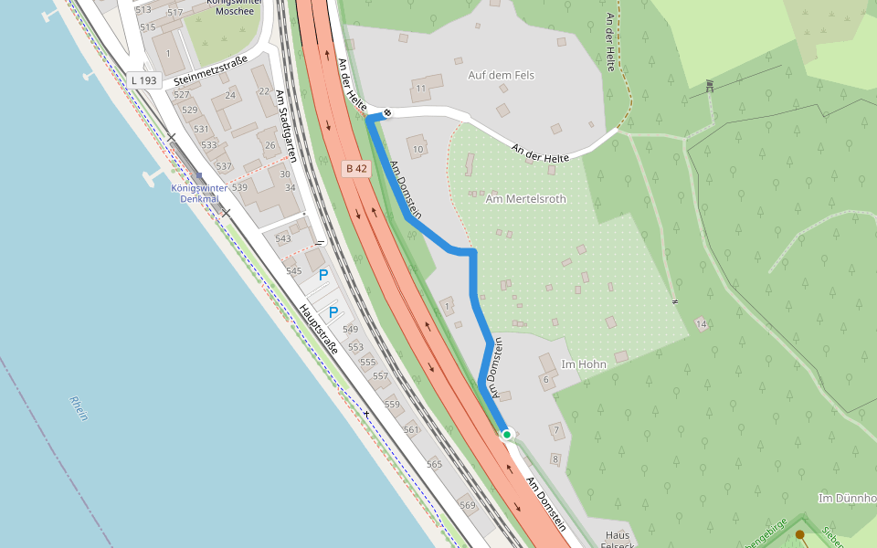 Am Domstein walking route map in Königswinter