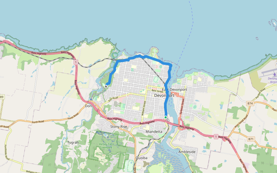Devonport Cycle and Walking Track walking route map in Devonport