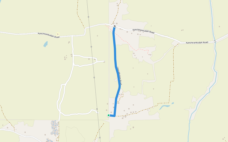 Uppukkulam Road walking route map in Adaichakal