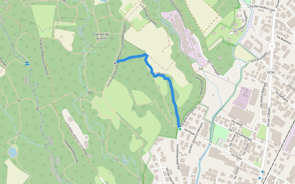 Cabiate walking route map in Cabiate