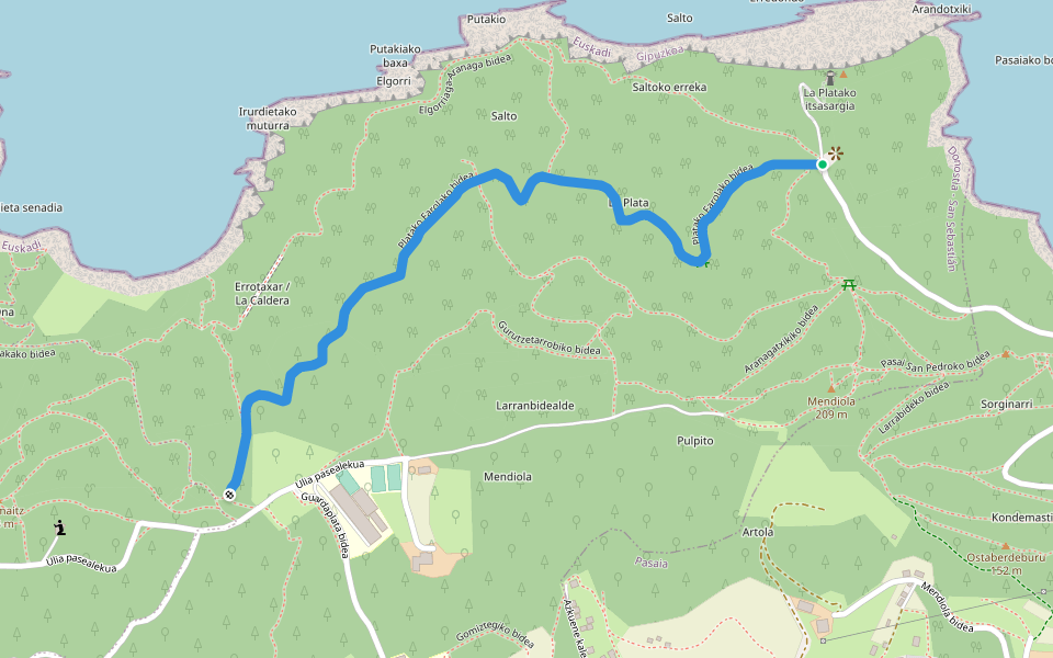 Platako Farolako bidea walking route map in Pasaia