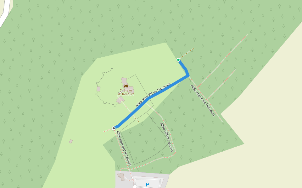 Allée Jean VII de Harcourt walking route map in Harcourt