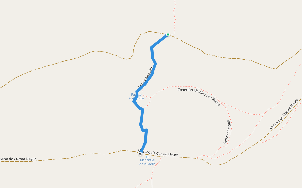 Subida Alamillo walking route map in Jaén