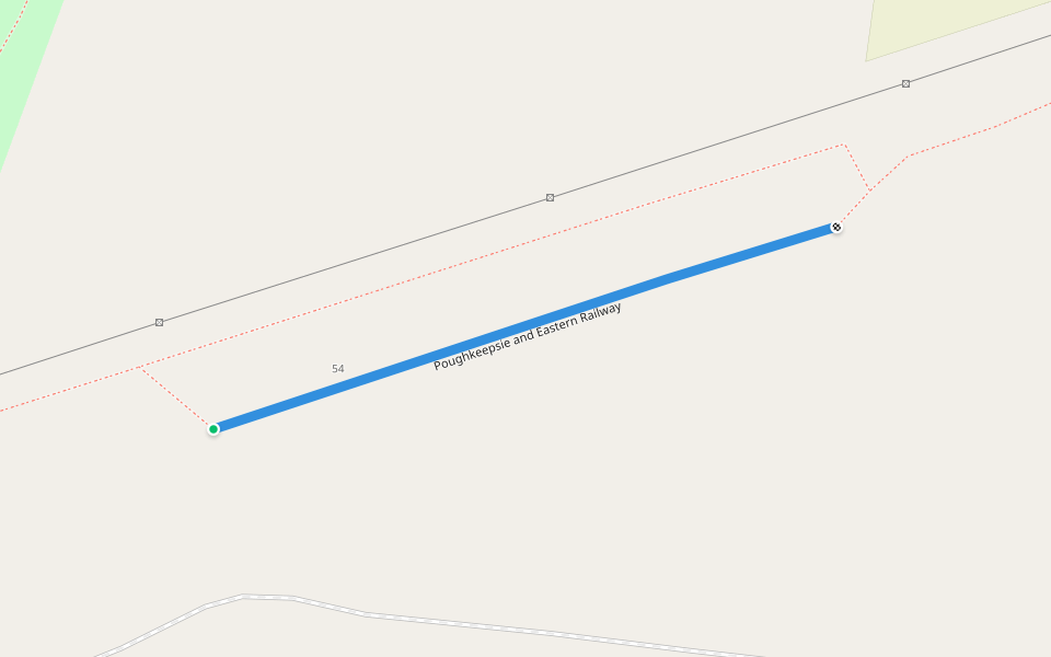 Poughkeepsie and Eastern Railway walking route map in Poughkeepsie