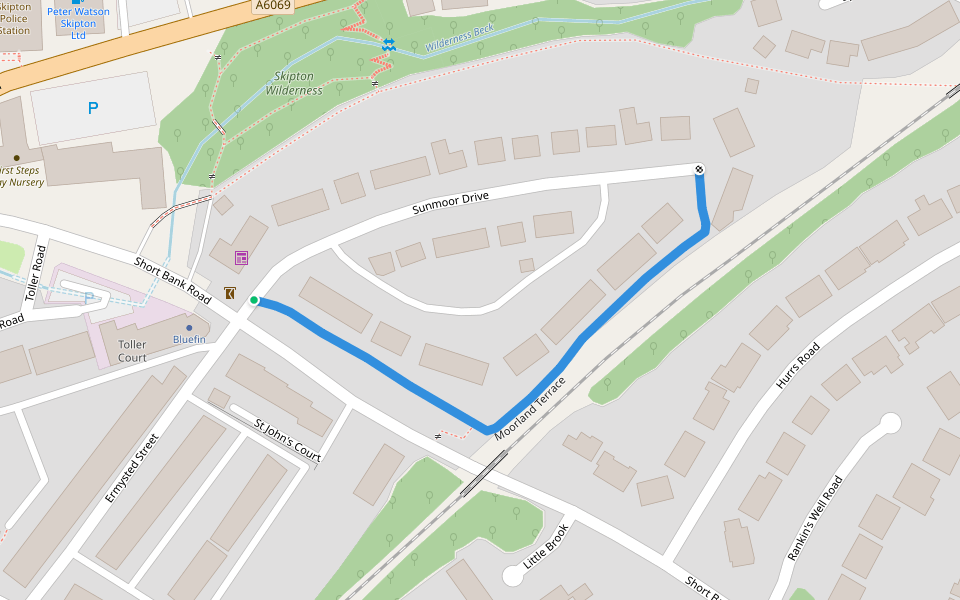 Moorland Terrace walking route map in Skipton