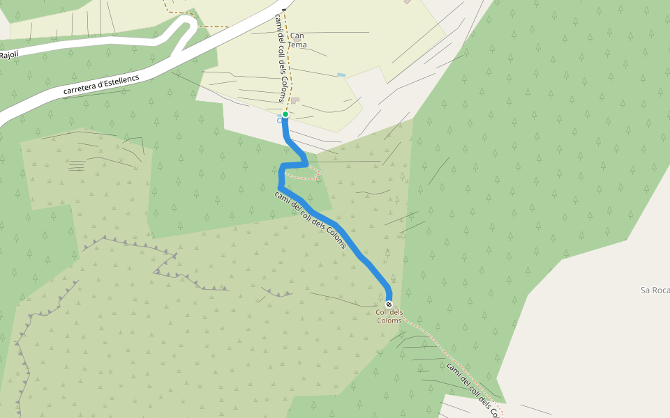 camí del coll dels Coloms walking route map in Andratx