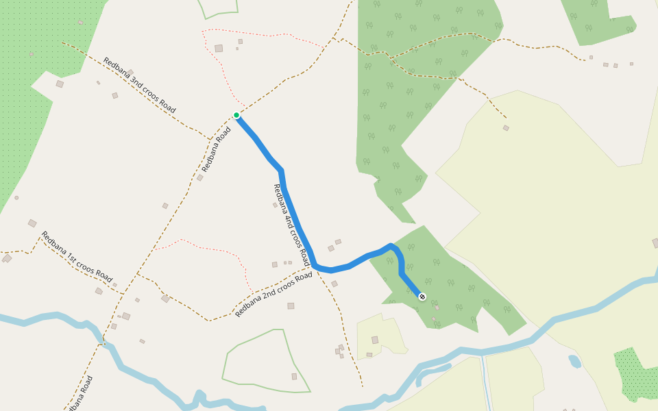 Redbana 4nd croos Road walking route map in Adaichakal