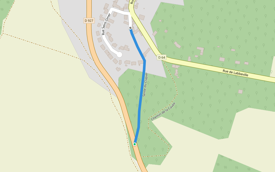 Sente du Clapier walking route map in Vallangoujard