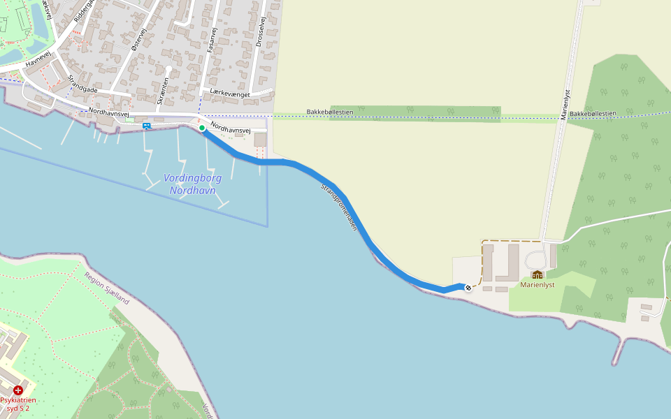 Strandpromenaden walking route map in Vordingborg
