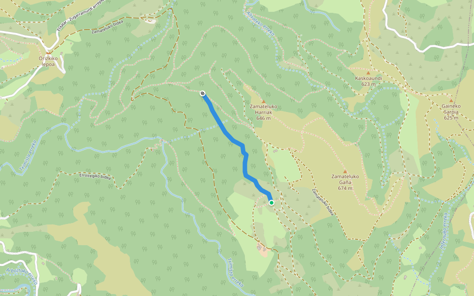 Infernuko Errekako bidea walking route map in Etxalar