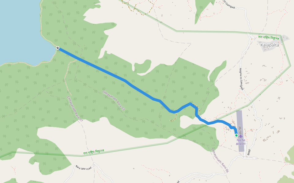 Talcha to Rara Trail walking route map in Karkibada
