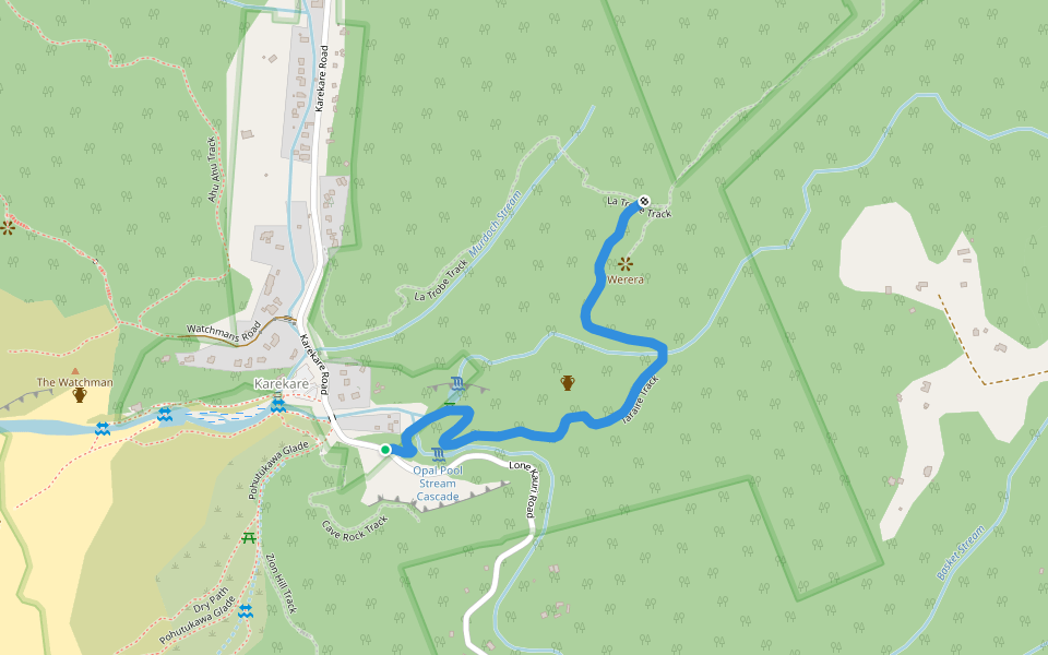 Taraire Track walking route map in Karekare
