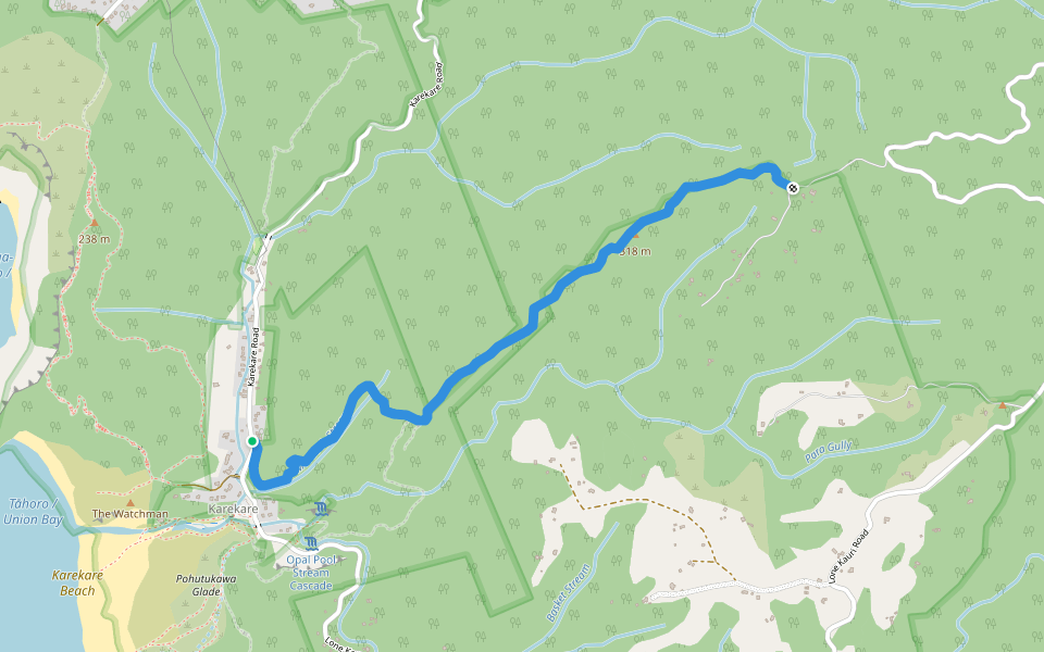 La Trobe Track walking route map in Karekare