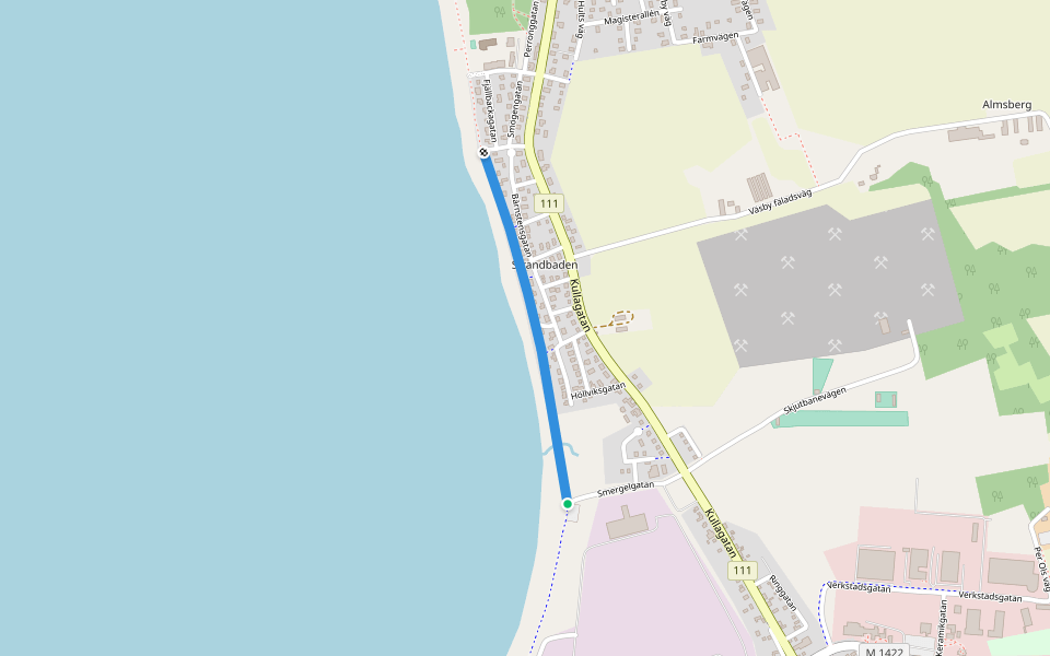 Böljegatan walking route map in Höganäs