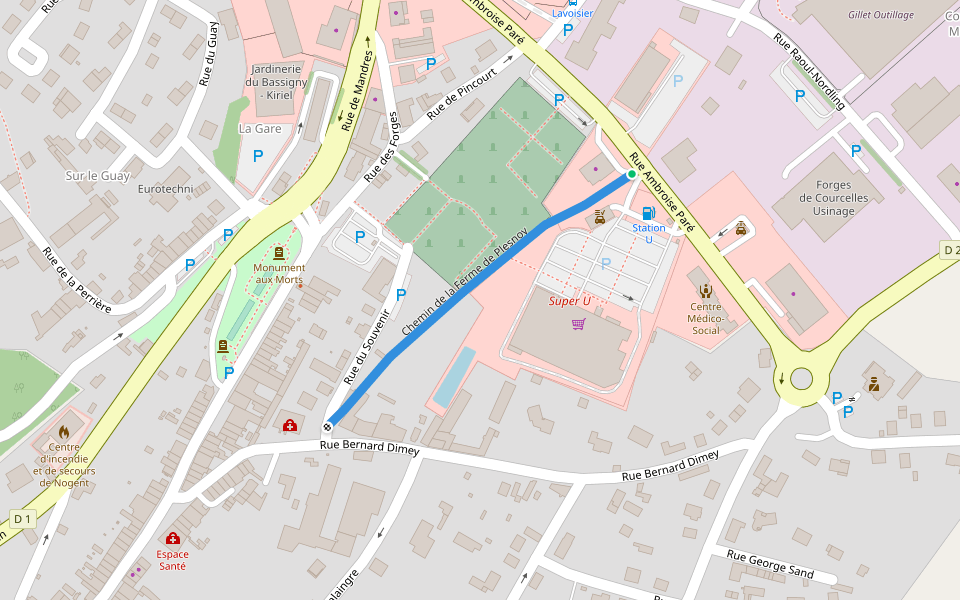 Chemin de la Ferme de Plesnoy walking route map in Nogent