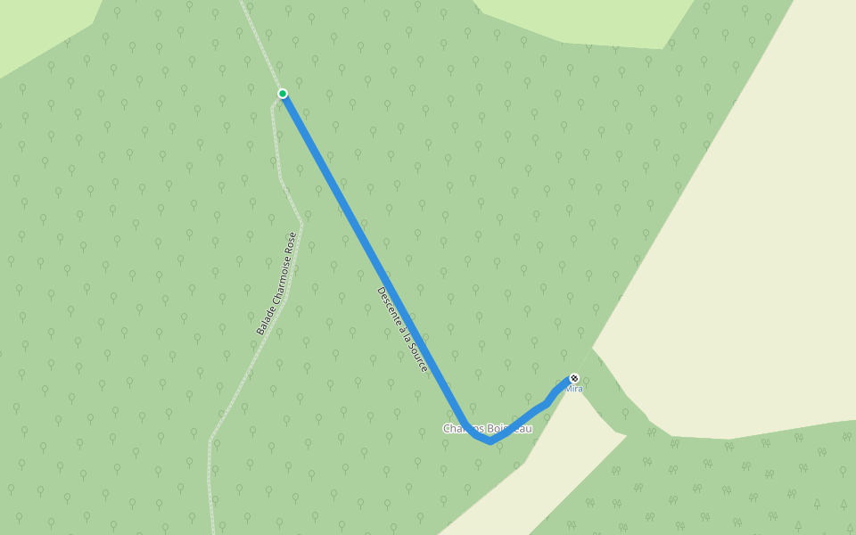 Descente à la Source walking route map in Avot