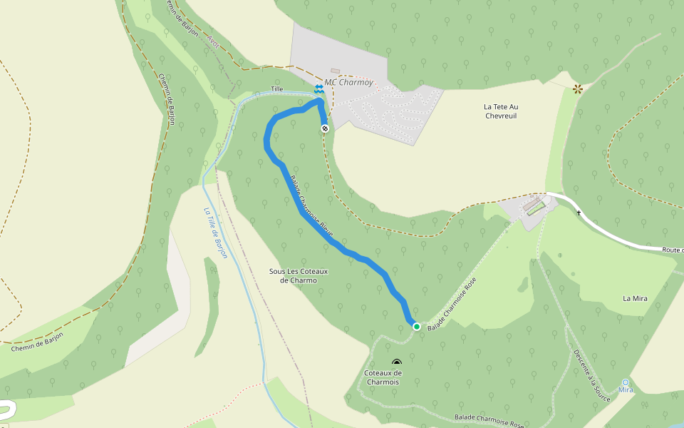 Balade Charmoise Bleue walking route map in Avot