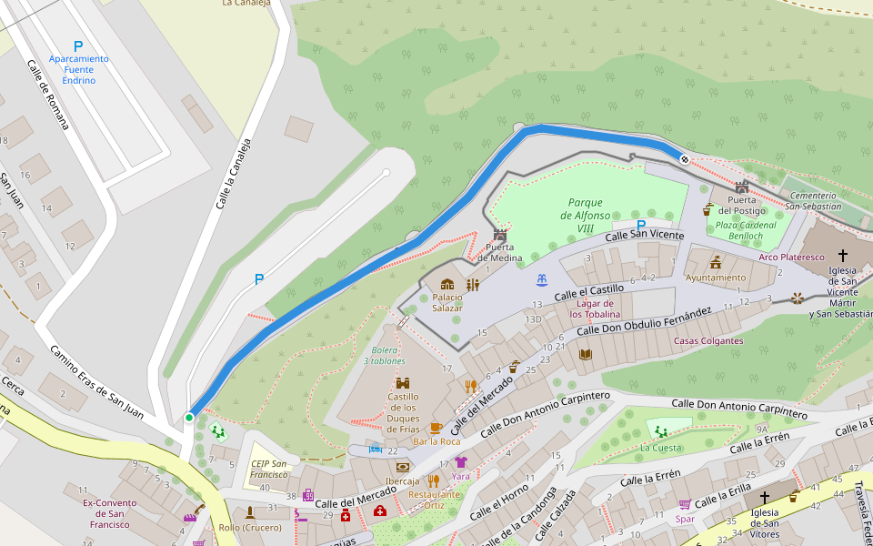 Paseo de Ronda walking route map in Frías