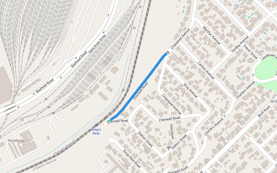Cherwell Road walking route map in Bluff