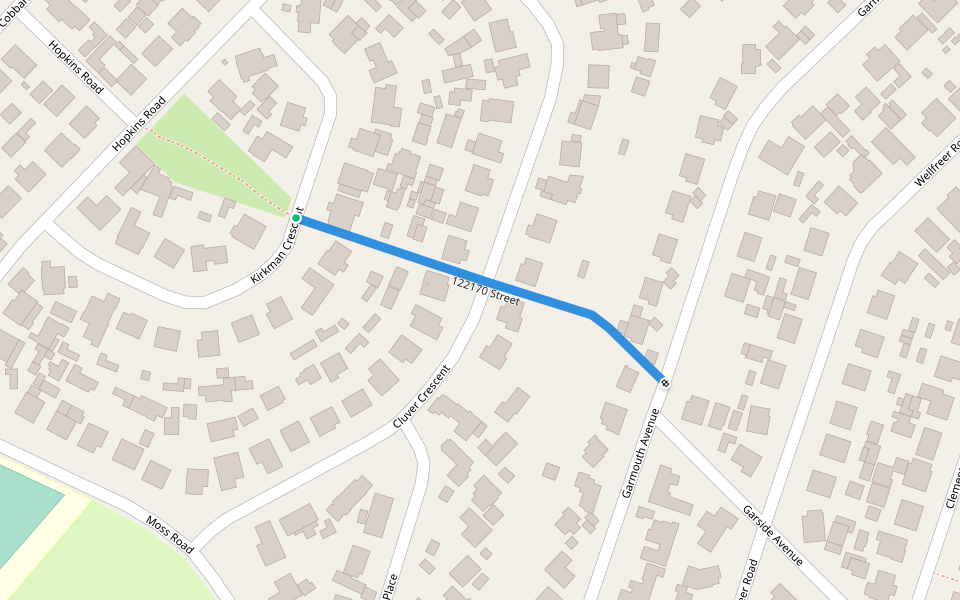 122170 Street walking route map in Bluff