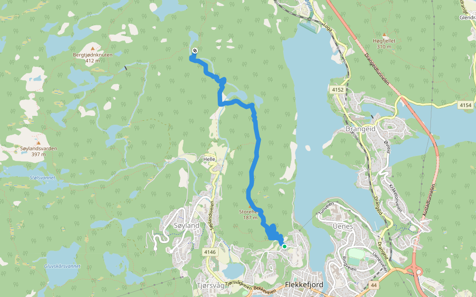 Strømland walking route map in Flekkefjord