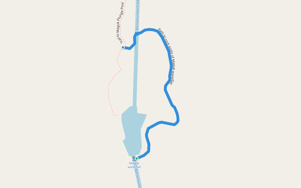 Path to rock pools of Maguk waterfall walking route map in Kakadu