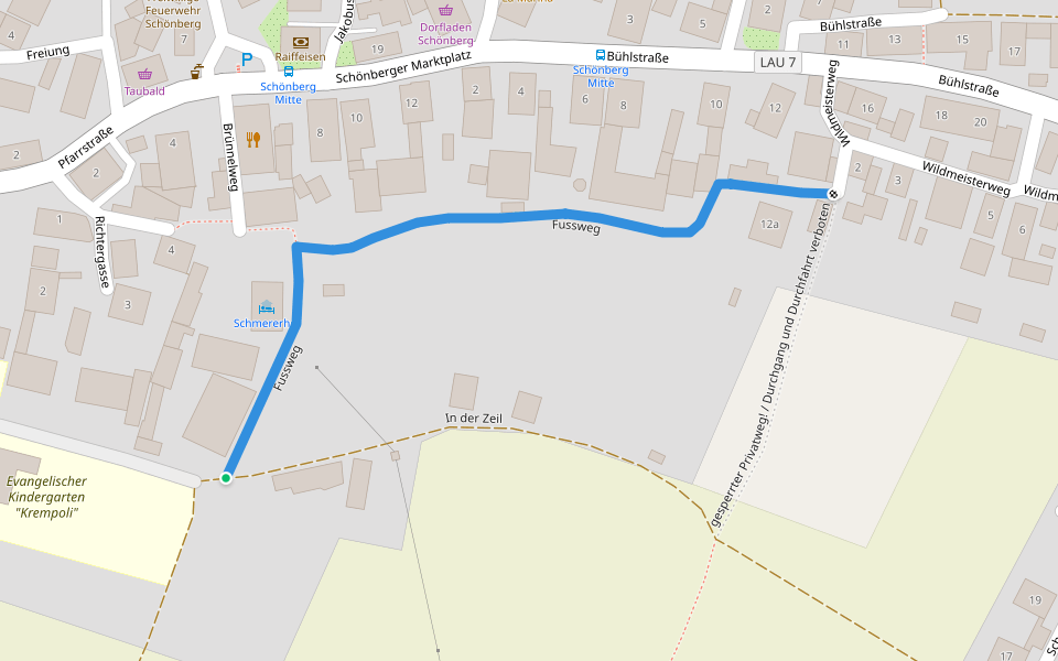 Fussweg walking route map in Lauf an der Pegnitz