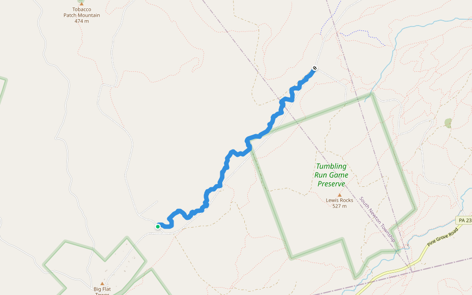 Three Mile Trail walking route map in Biglerville