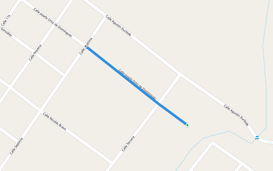 Calle Josefa Ortiz de Domínguez walking route map in Francisco I. Madero