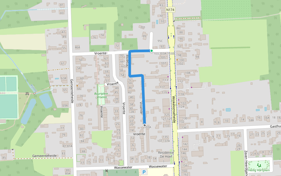 Vroente walking route map in Geel