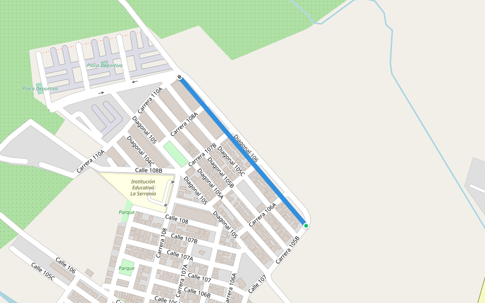 Diagonal 106 walking route map in Apartadó