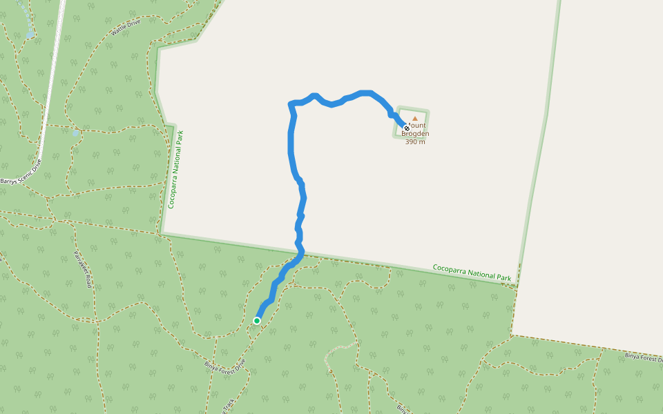 Mount Brogden Walking Track walking route map in Binya