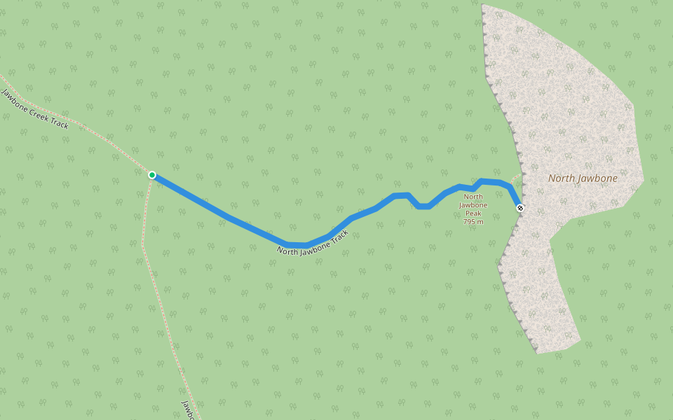 North Jawbone Track walking route map in Taggerty