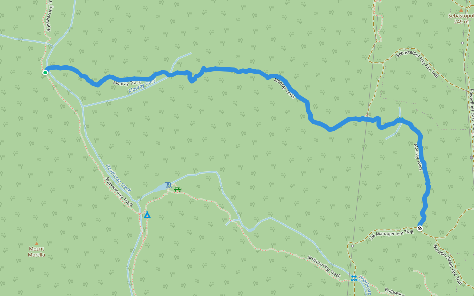 Mooray Track walking route map in Heathcote