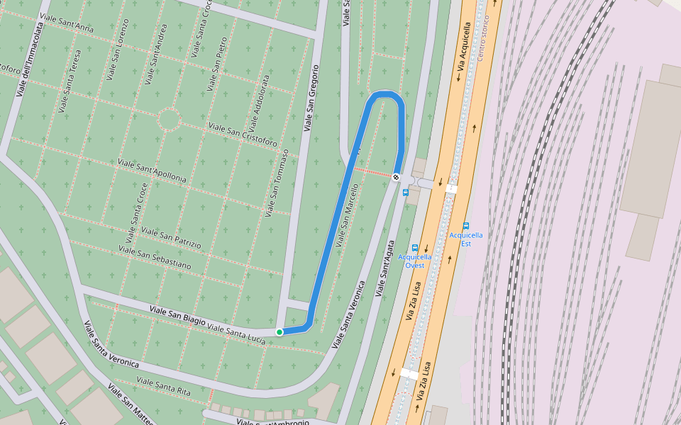 Viale San Giuseppe walking route map in Catania