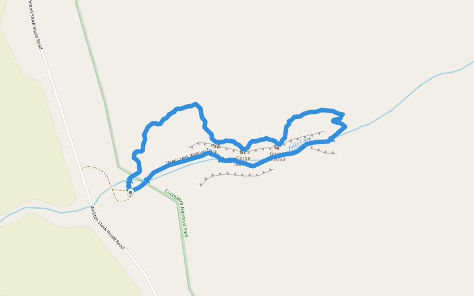 Jacks Creek Walking Track walking route map in Yenda