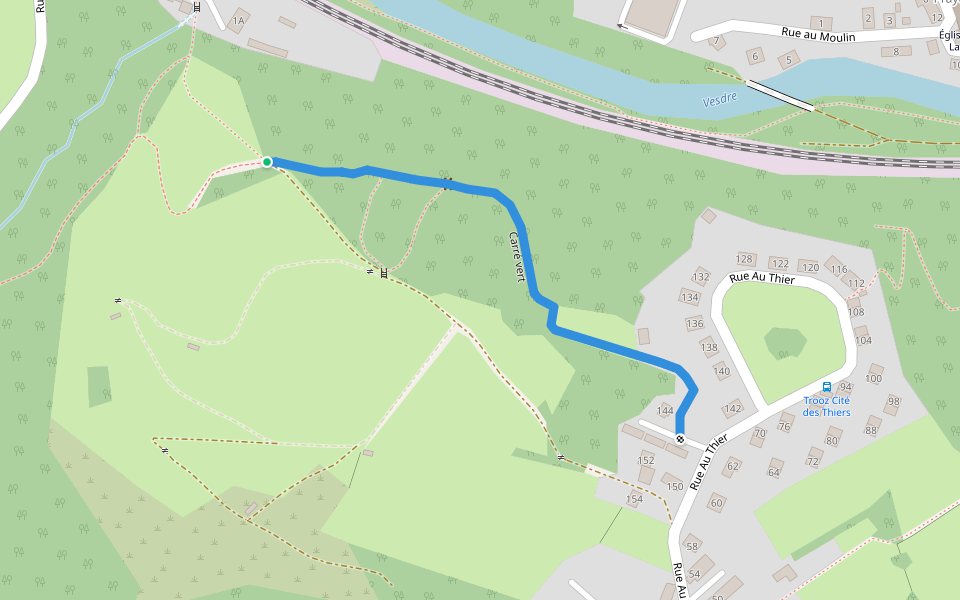 Carré vert walking route map in Trooz