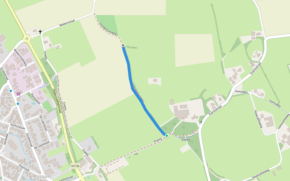 Sandermanweg walking route map in Rossum