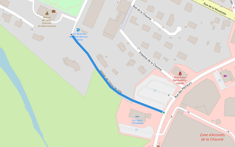 Sentier de l'Hôtel de Ville walking route map in Saint-Étienne-lès-Remiremont