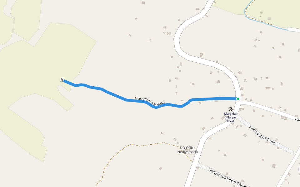 Arasadichenai Road walking route map in Batticaloa